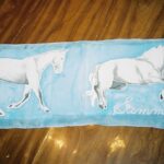 Whites Horse Painted on Silk Scarf